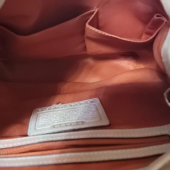 Vintage Coach Signature Jacquard Leather Trim Drawstring Flap Mini Backpack - Picture 3 of 4